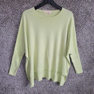 Fresh Produce Sweater Womens XS Small Green Oversized 3/4 Sleeve Pullover Ladies